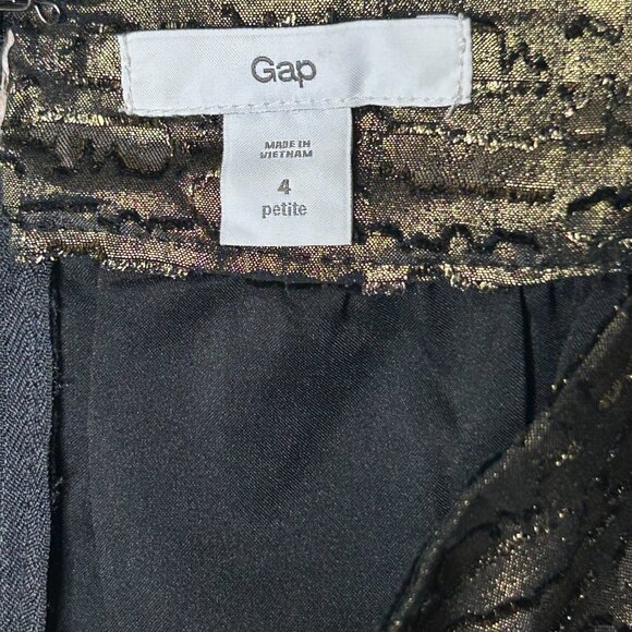 GAP Metallic Gold & Black Steampunk Pleated Mini Skirt w POCKETS! Size 4 Petite - Picture 5 of 5